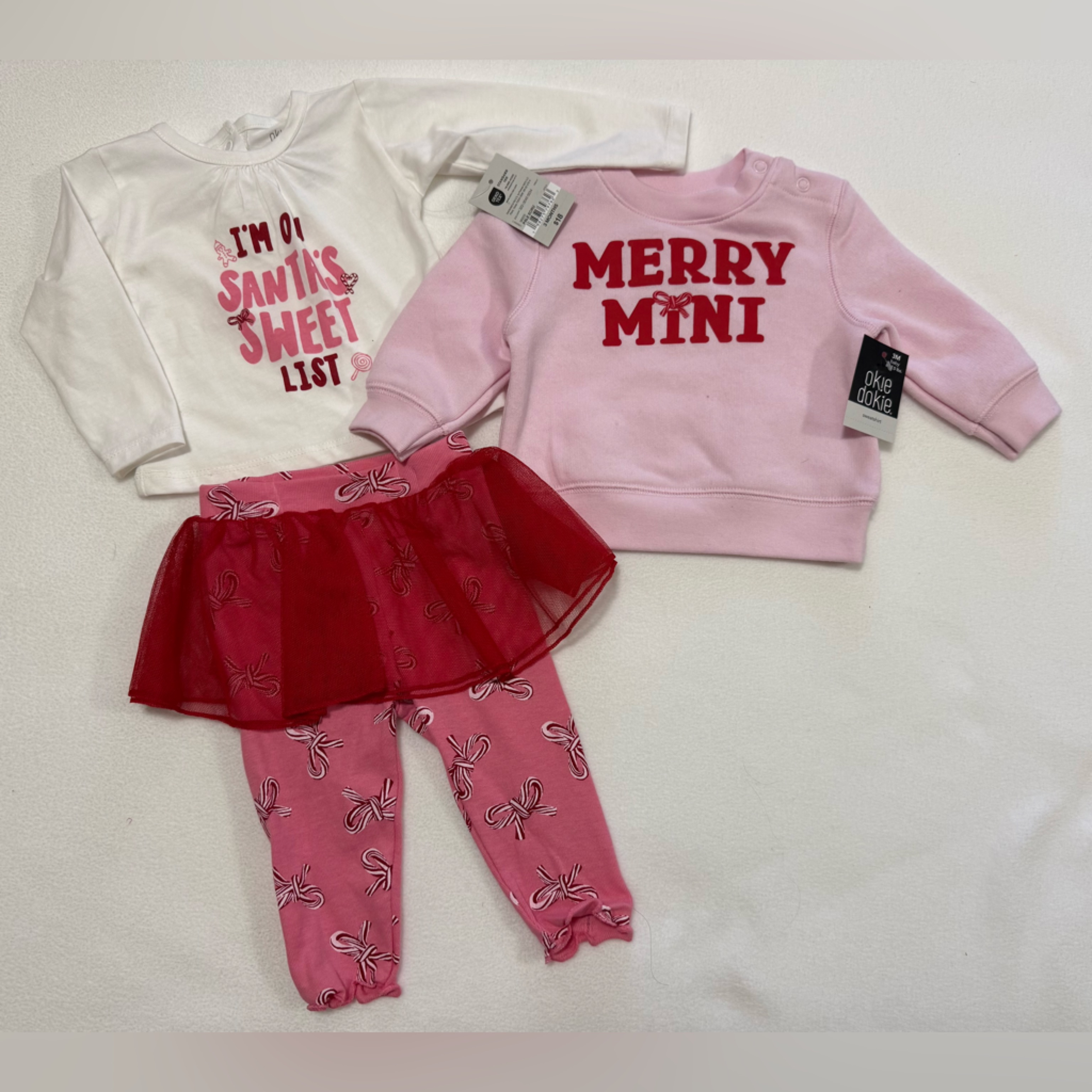 Infant Girl 3m Pink And Red Baby Outfit Set & Long Sleeve Swearshirt - Nwt
